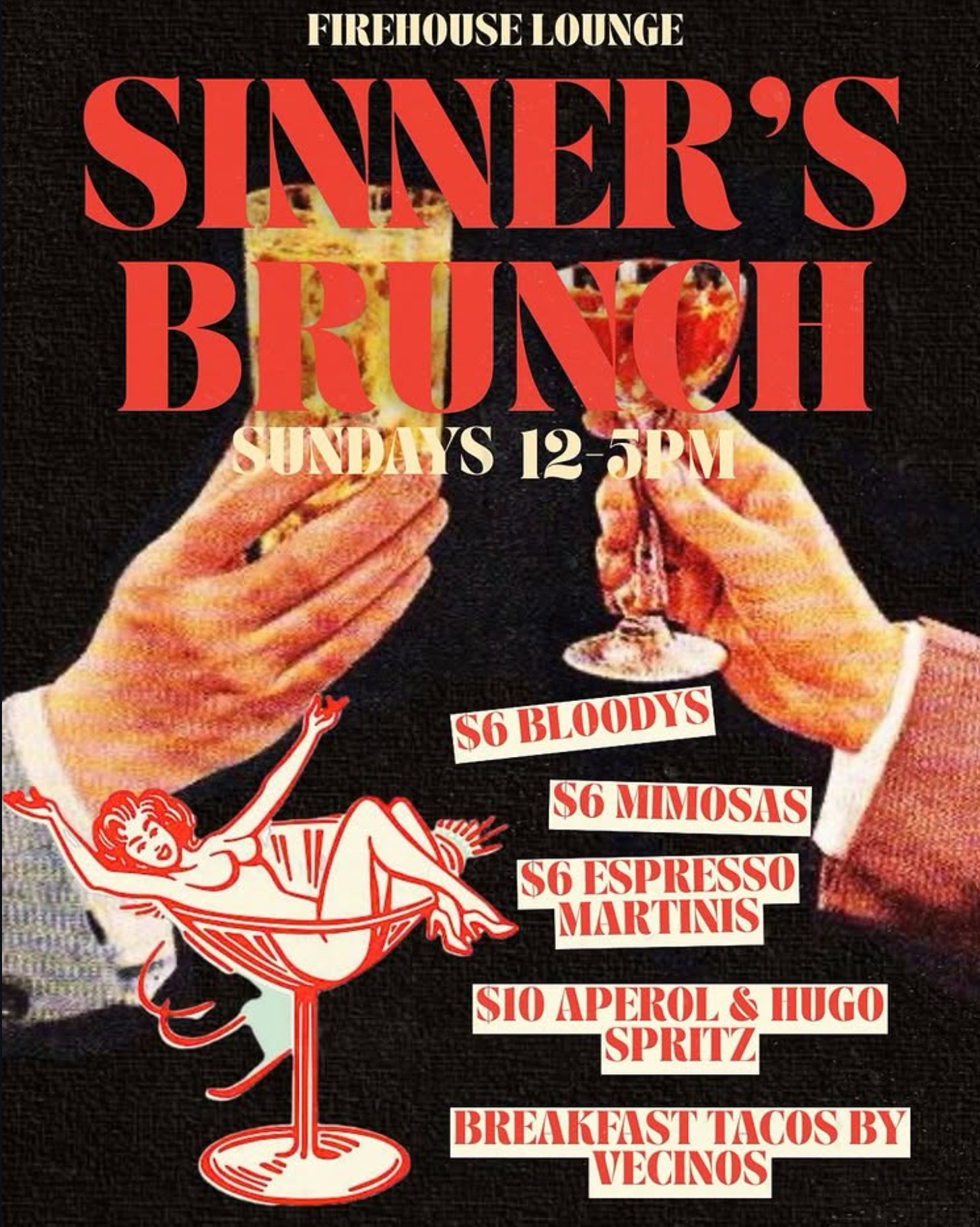 Sinner's Brunch at Firehouse Lounge Austin — Sundays 12–5pm